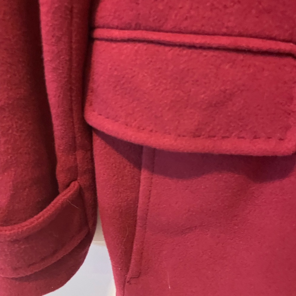 Lands' End Red Wool Blend Trench Coat with Notched Lapel and Pocket, 8P - Picture 6 of 12